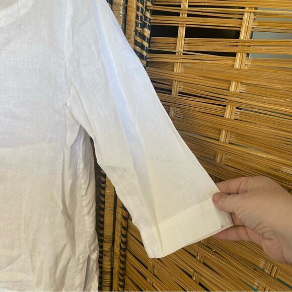 J. Jill White Linen Tunic 3/4 Sleeve small staple classic breathable - Picture 3 of 8